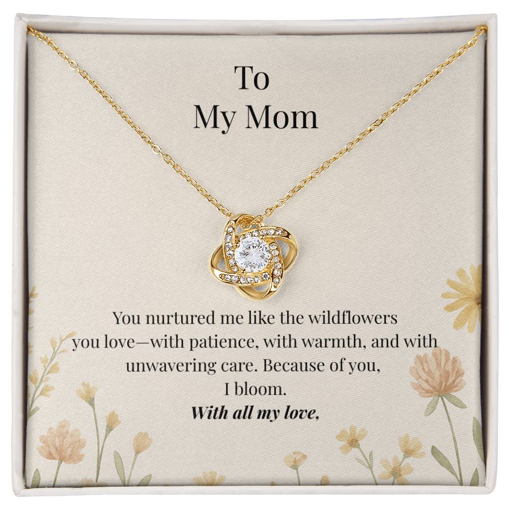 To My Mom – Wildflower Love Knot Necklace with Message Card | Heartfelt Gift for Mom from Daughter or Son