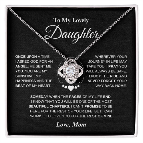 To My Lovely Daughter | Black | Love Knot | Necklace
