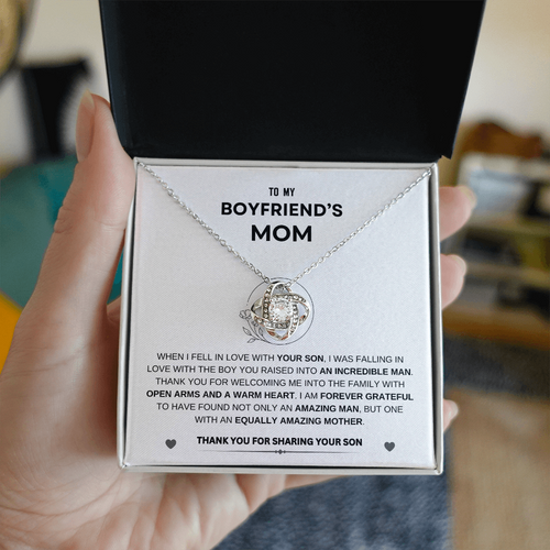 To My Boyfriend's Mom | Heartfelt Love Knot Necklace Gift | THANK YOU FOR SHARING YOUR SON