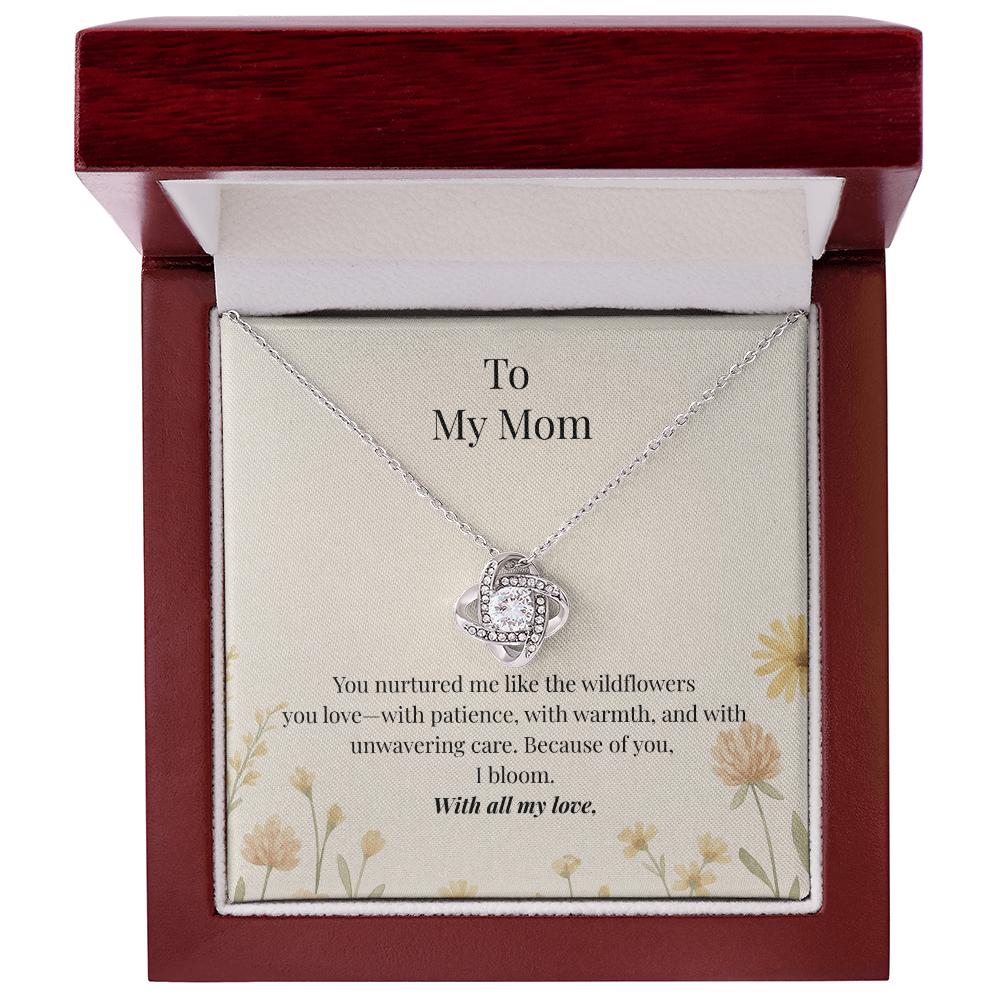To My Mom – Wildflower Love Knot Necklace with Message Card | Heartfelt Gift for Mom from Daughter or Son