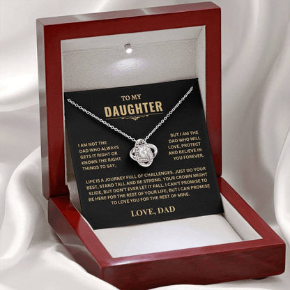 Gift For Daughter | Love Dad | "Crown Might Slide, But Don't Ever Let it Fall" | Love Knot Necklace