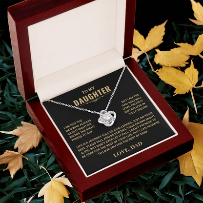 Gift For Daughter | Love Dad | "Crown Might Slide, But Don't Ever Let it Fall" | Love Knot Necklace