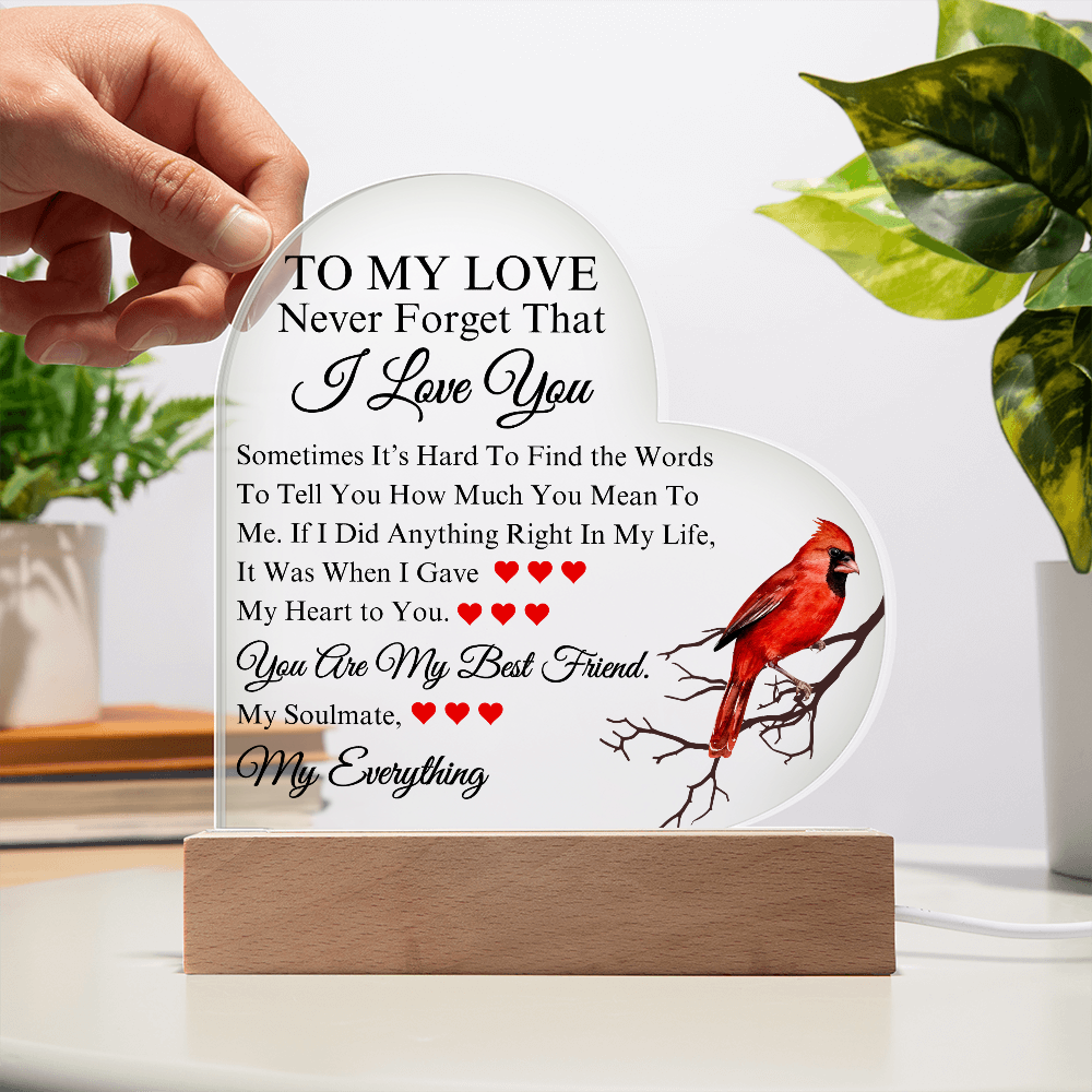 Romantic To My Love | Acrylic Keepsake | Heartfelt Message for Couples | Perfect Birthday, Anniversary, Valentines Gift Idea for Him or Her