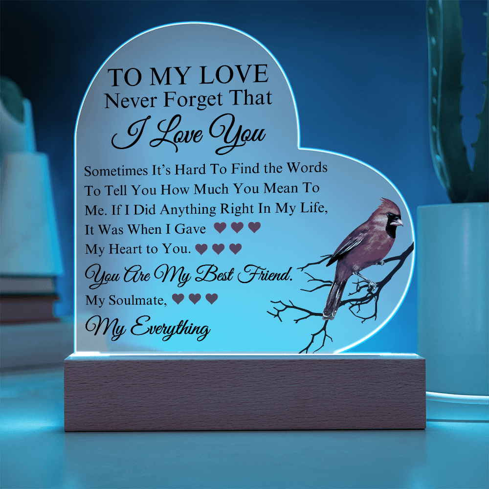 Romantic To My Love | Acrylic Keepsake | Heartfelt Message for Couples | Perfect Birthday, Anniversary, Valentines Gift Idea for Him or Her