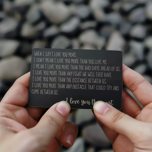 I LOVE YOU MOST | METAL WALLET MESSAGE CARD BLACK | BIRTHDAY | VALENTINE'S DAY | GIFT | JUST BECAUSE | ANNIVERSARY GIFT