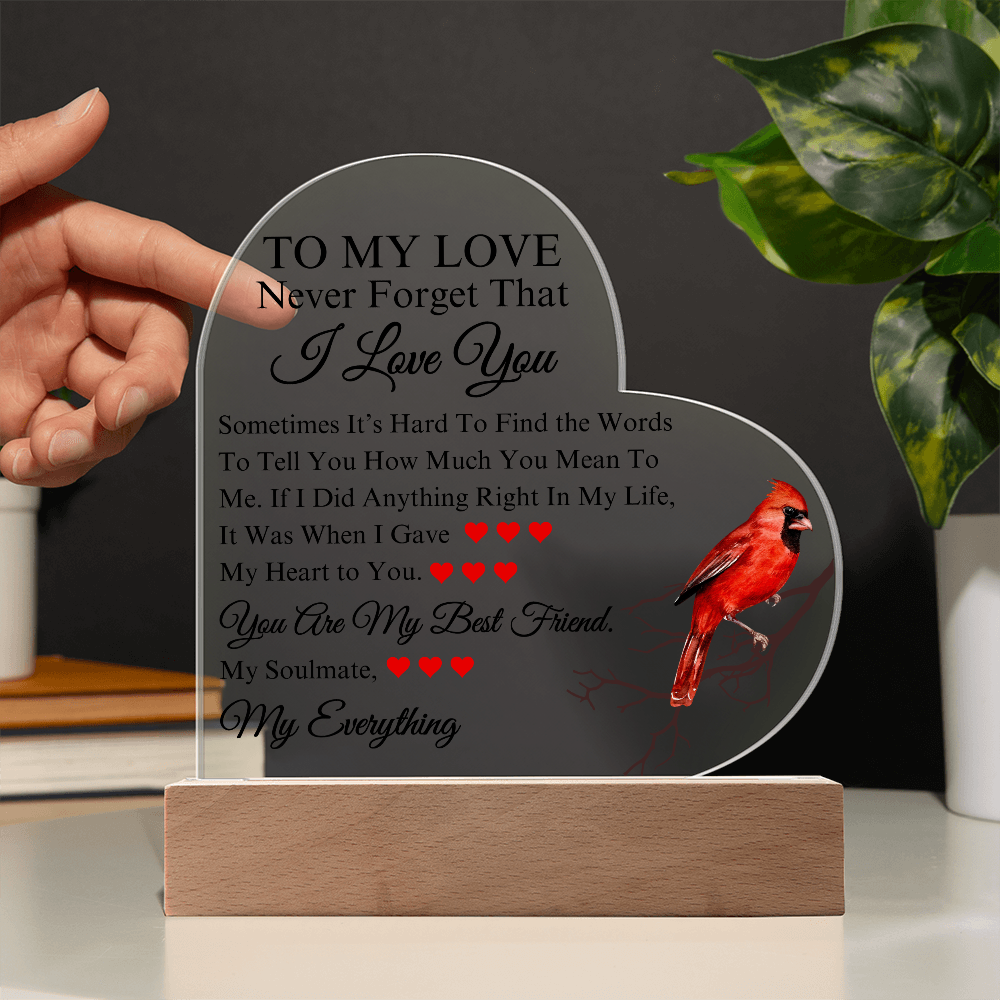 Romantic To My Love | Acrylic Keepsake | Heartfelt Message for Couples | Perfect Birthday, Anniversary, Valentines Gift Idea for Him or Her