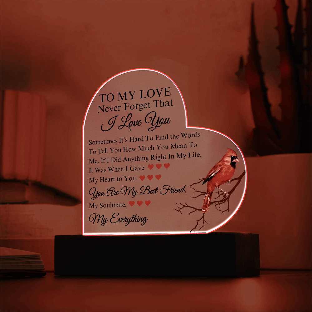 Romantic To My Love | Acrylic Keepsake | Heartfelt Message for Couples | Perfect Birthday, Anniversary, Valentines Gift Idea for Him or Her