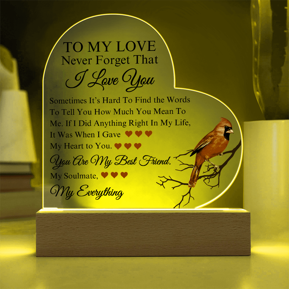 Romantic To My Love | Acrylic Keepsake | Heartfelt Message for Couples | Perfect Birthday, Anniversary, Valentines Gift Idea for Him or Her