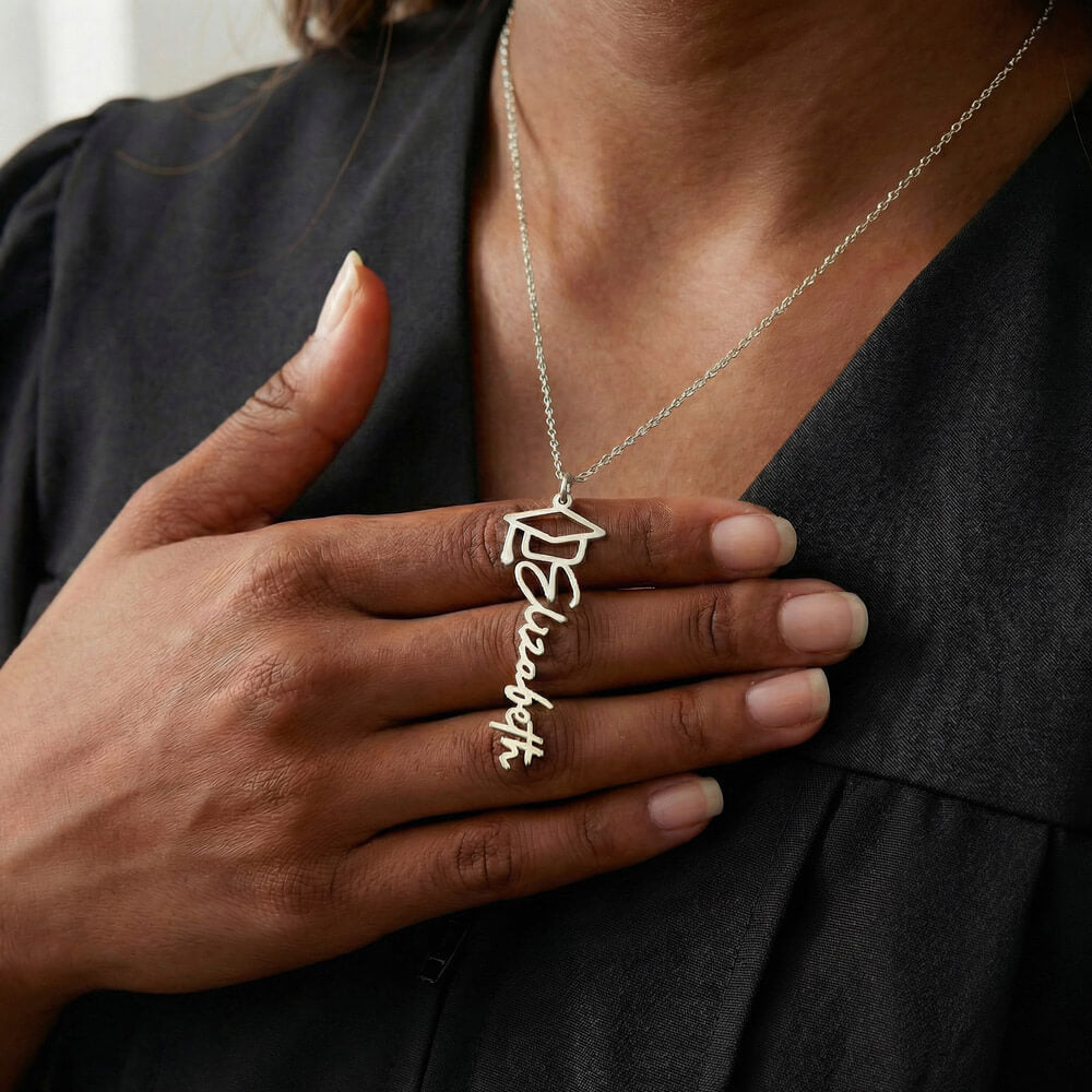 Graduation Keepsake Name Necklace: Personalized Gift for Her New Chapter