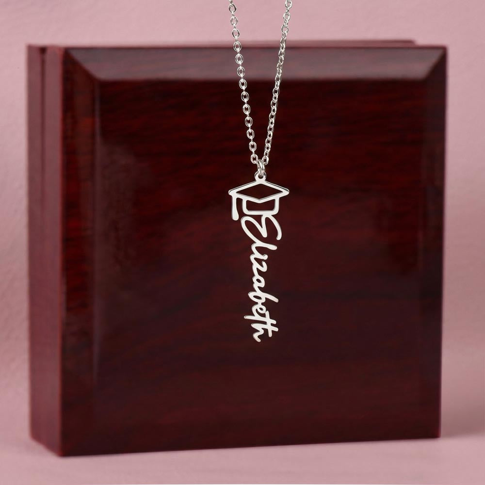 Graduation Keepsake Name Necklace: Personalized Gift for Her New Chapter