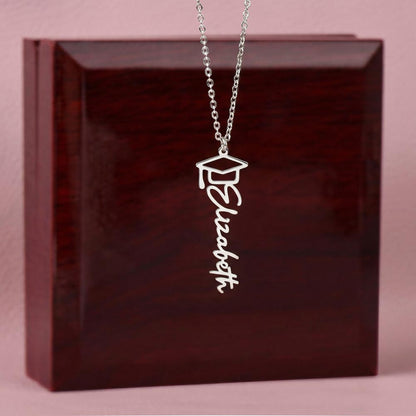 Graduation Keepsake Name Necklace: Personalized Gift for Her New Chapter