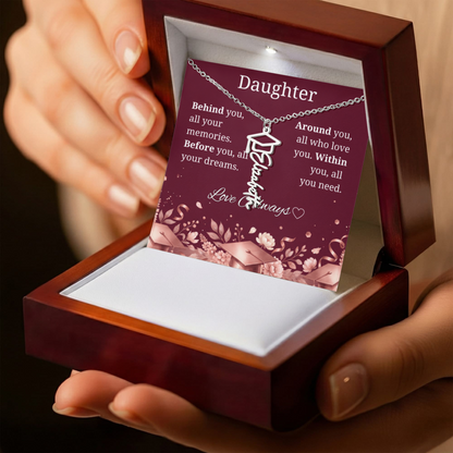 Graduation Keepsake Name Necklace: Personalized Gift for Her New Chapter_Burgundy
