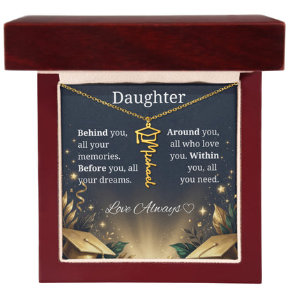 Graduation Keepsake Name Necklace: Personalized Gift for Her New Chapter