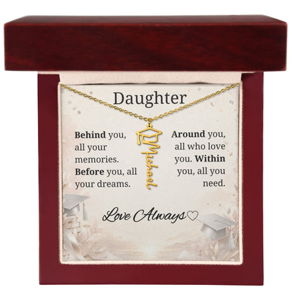Graduation Keepsake Name Necklace: Personalized Gift for Her New Chapter