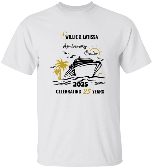 Personalized Anniversary Cruise Shirt – Custom Couple Cruise Shirt, 2025 Cruise Vacation, 25th Anniversary Gift, Matching Cruise Shirts