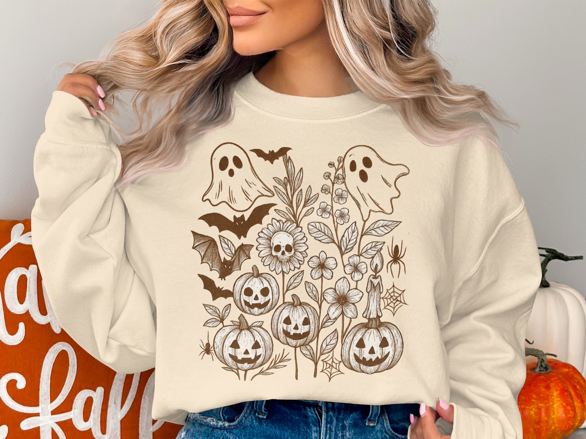 Spooky Halloween Ghosts and Pumpkins Sweatshirt product