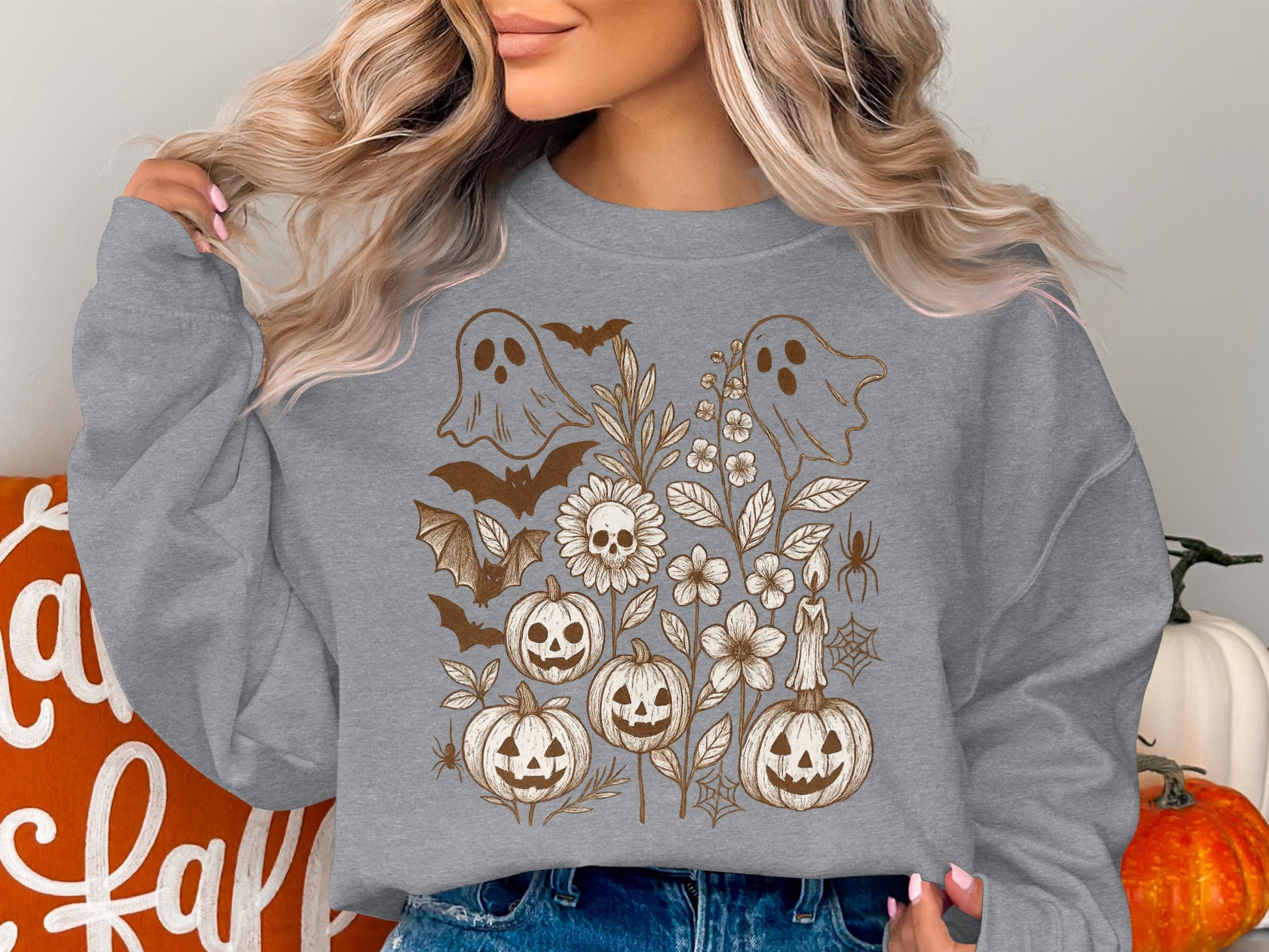 Halloween Ghost and Pumpkin Sweatshirt product type