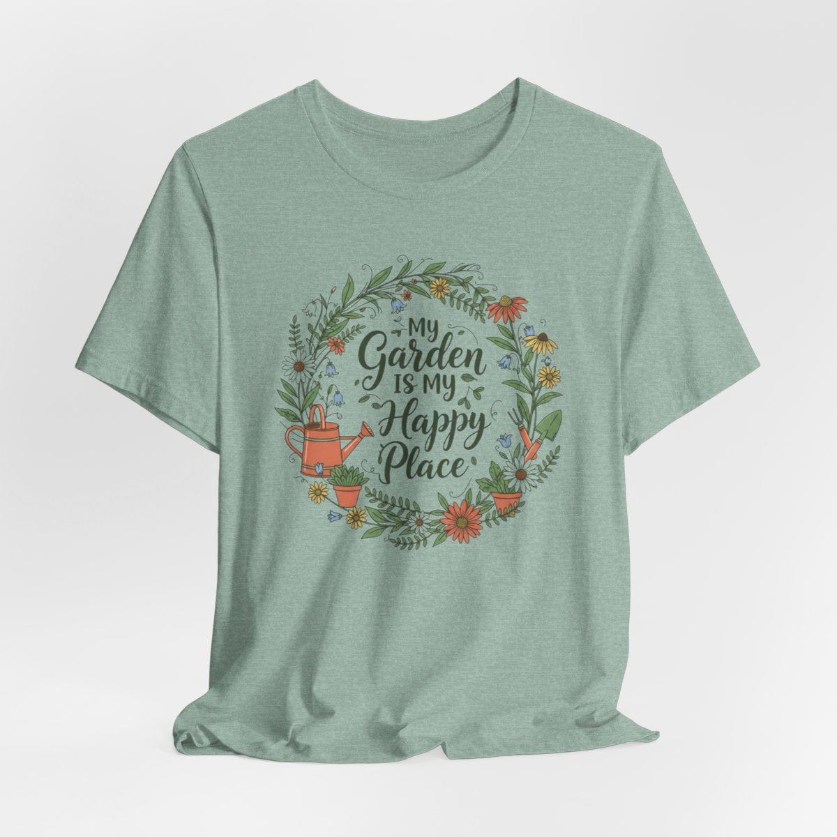 My Garden Is My Happy Place Shirt, Gardening T-Shirt, Plant Lover Gift, Floral Garden & Gardner Tee