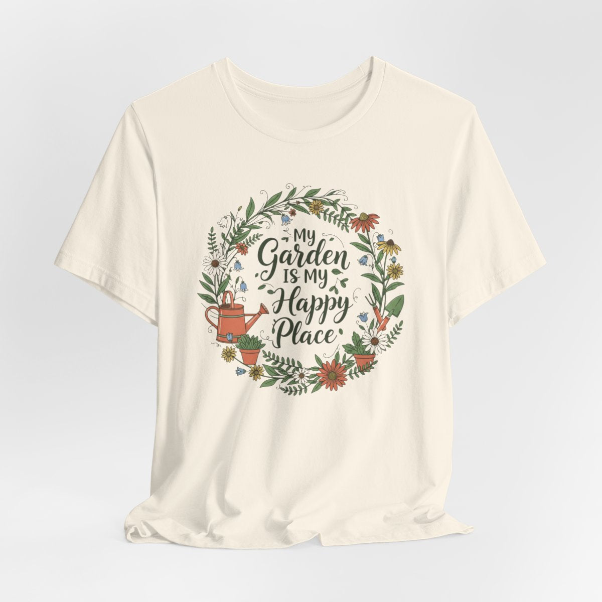 My Garden Is My Happy Place Shirt, Gardening T-Shirt, Plant Lover Gift, Floral Garden & Gardner Tee