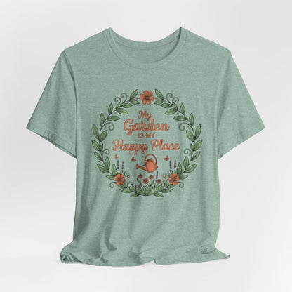 My Garden Is My Happy Place Shirt, Gardening T-Shirt, Plant Lover Gift, Floral Garden Tee