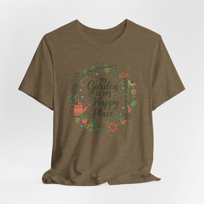 My Garden Is My Happy Place Shirt, Gardening T-Shirt, Plant Lover Gift, Floral Garden & Gardner Tee