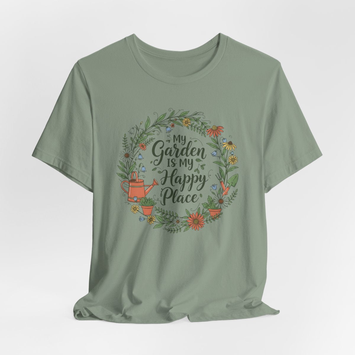 My Garden Is My Happy Place Shirt, Gardening T-Shirt, Plant Lover Gift, Floral Garden & Gardner Tee