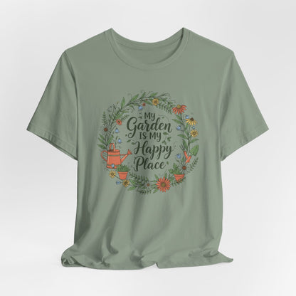 My Garden Is My Happy Place Shirt, Gardening T-Shirt, Plant Lover Gift, Floral Garden & Gardner Tee