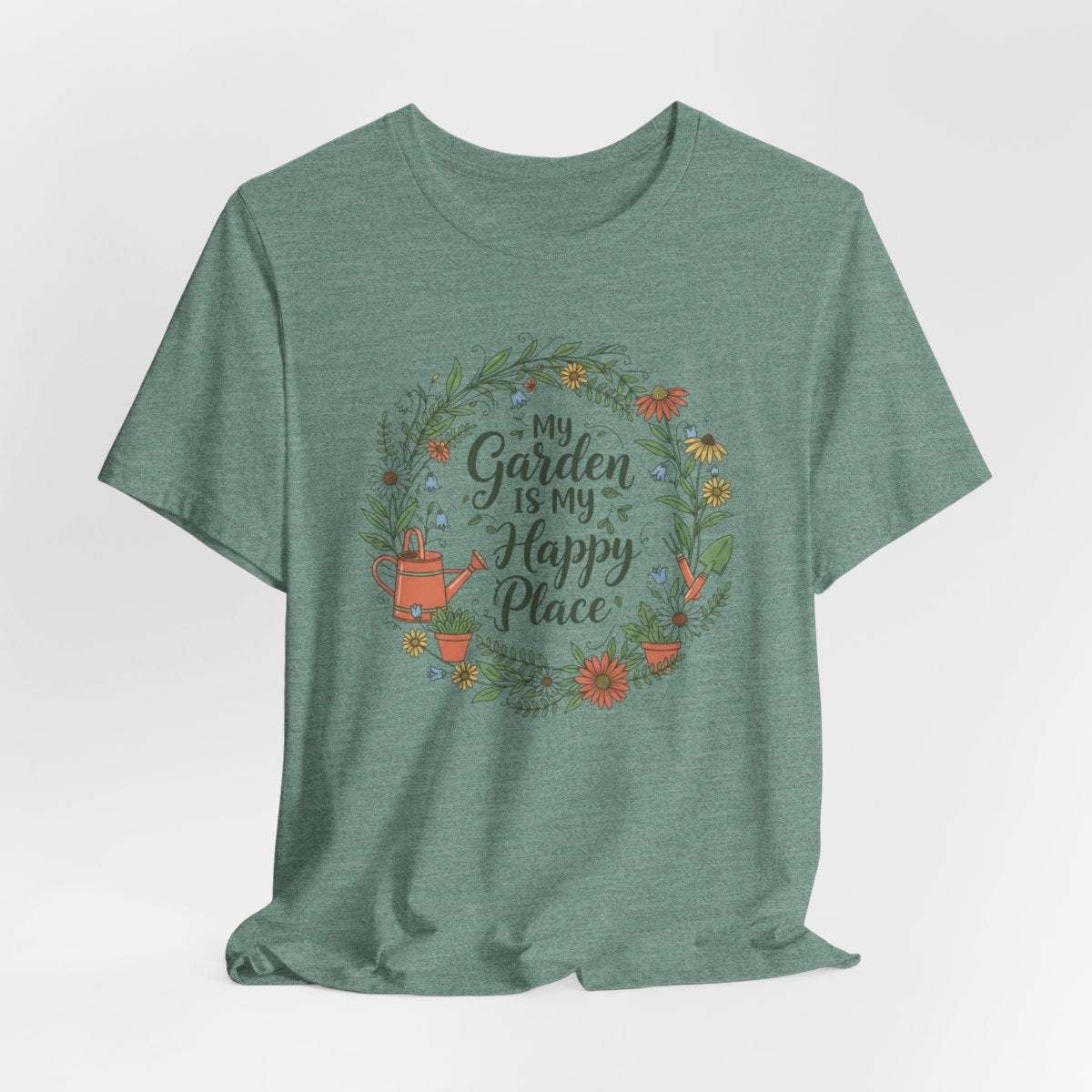 My Garden Is My Happy Place Shirt, Gardening T-Shirt, Plant Lover Gift, Floral Garden & Gardner Tee