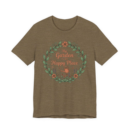 My Garden Is My Happy Place Shirt, Gardening T-Shirt, Plant Lover Gift, Floral Garden Tee